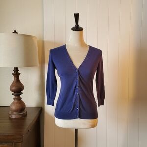 Women's Blue V-Neck Cardigan